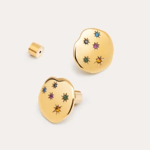 Discount SINGULARU Pendientes Nébula Acero Baño Oro