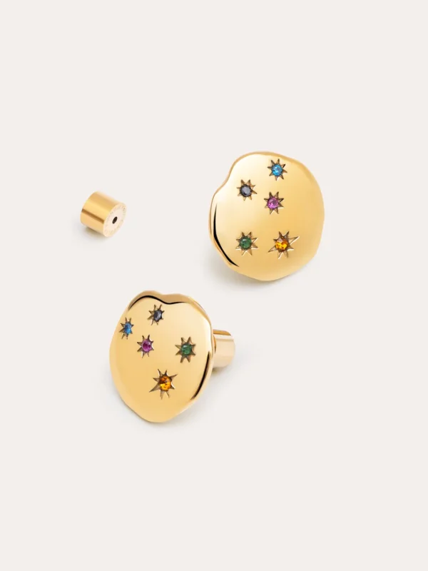 Discount SINGULARU Pendientes Nébula Acero Baño Oro