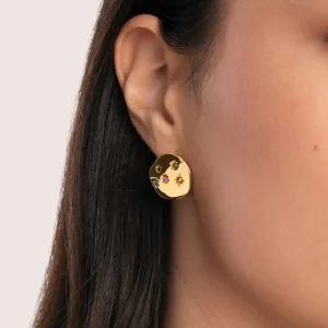 Discount SINGULARU Pendientes Nébula Acero Baño Oro