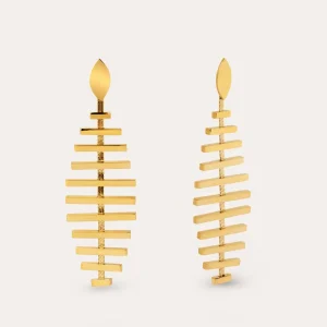 New SINGULARU Pendientes Pacific Acero Baño Oro
