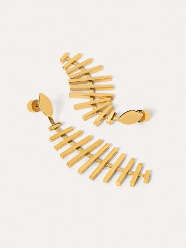 New SINGULARU Pendientes Pacific Acero Baño Oro