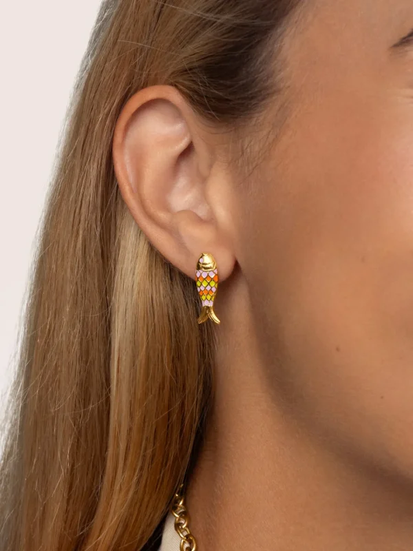 Clearance SINGULARU Pendientes Pez Color Baño Oro