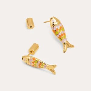 Clearance SINGULARU Pendientes Pez Color Baño Oro