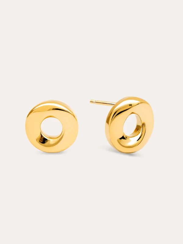 New SINGULARU Pendientes Órbita Acero Baño Oro