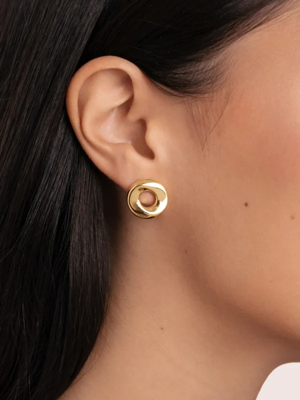 New SINGULARU Pendientes Órbita Acero Baño Oro