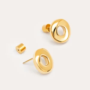 New SINGULARU Pendientes Órbita Acero Baño Oro
