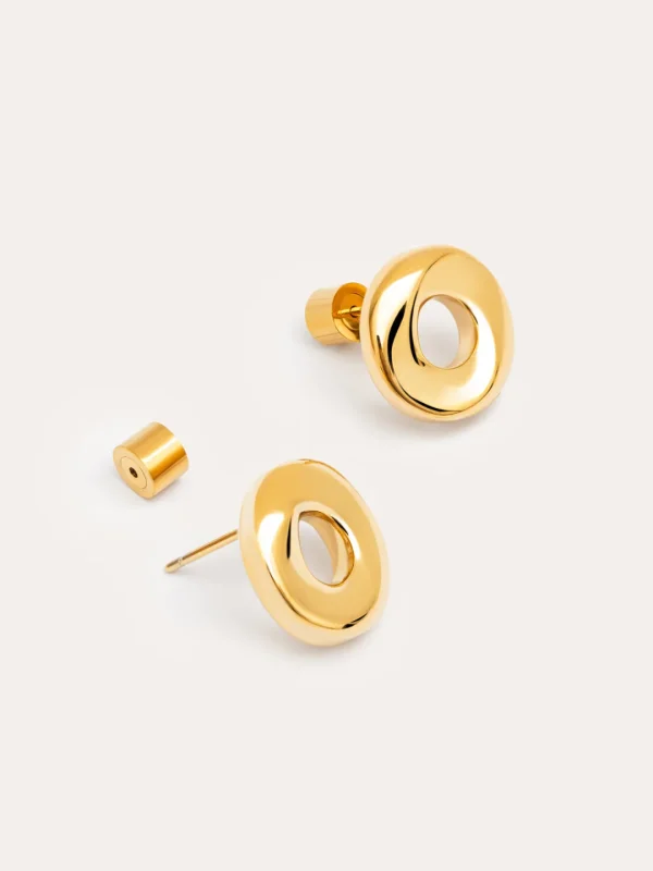 New SINGULARU Pendientes Órbita Acero Baño Oro