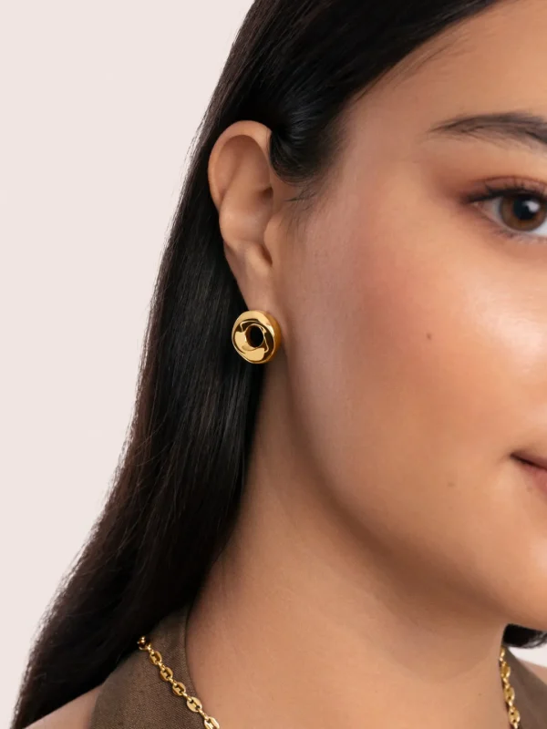 New SINGULARU Pendientes Órbita Acero Baño Oro