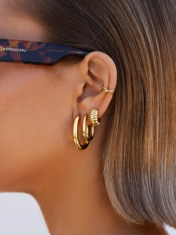 Fashion SINGULARU Pendientes Samba Acero Baño Oro