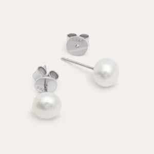 Outlet SINGULARU Pendientes Single Pearl Plata
