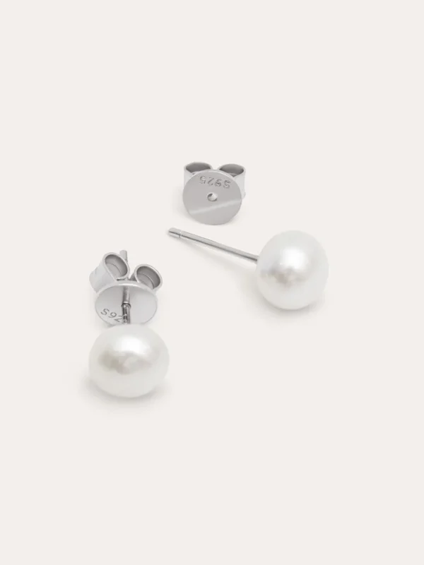 Outlet SINGULARU Pendientes Single Pearl Plata