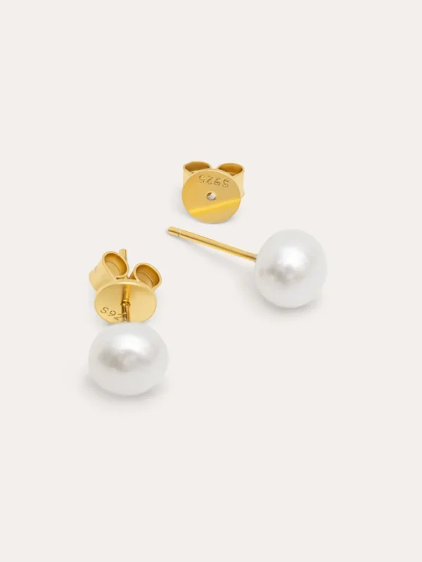 Fashion SINGULARU Pendientes Single Pearl Plata Baño Oro