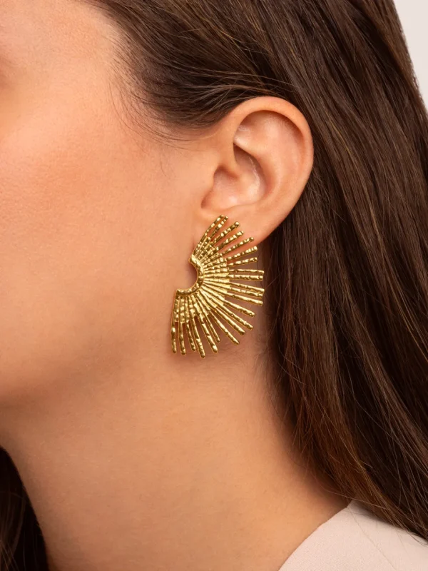 New SINGULARU Pendientes Sunbeam Acero Baño Oro