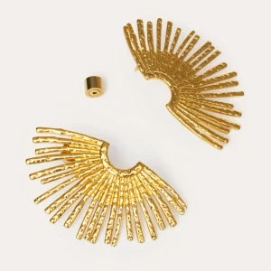 New SINGULARU Pendientes Sunbeam Acero Baño Oro