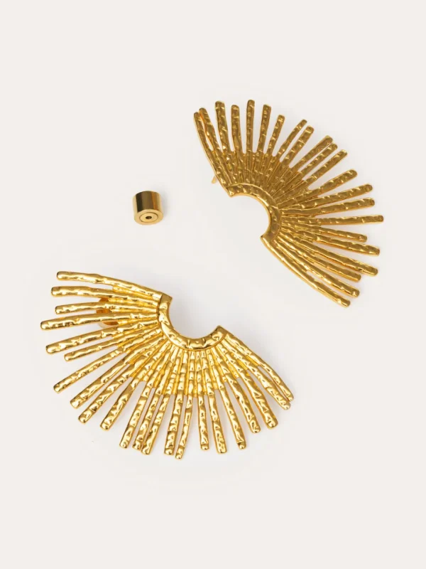 New SINGULARU Pendientes Sunbeam Acero Baño Oro