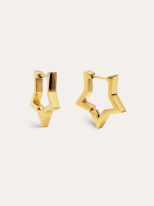 Hot SINGULARU Pendientes Superstar Acero Baño Oro