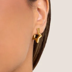 Hot SINGULARU Pendientes Superstar Acero Baño Oro