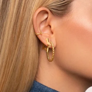 Hot SINGULARU Pendientes Superstar Acero Baño Oro