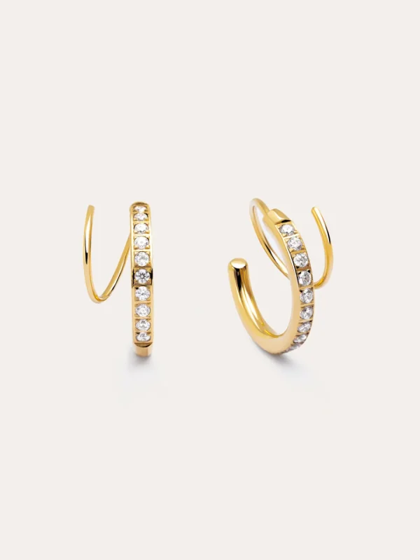 Best SINGULARU Pendientes Swirl Acero Baño Oro