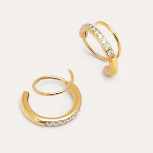 Best SINGULARU Pendientes Swirl Acero Baño Oro