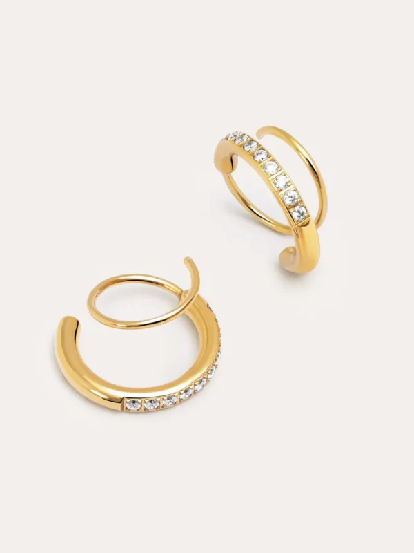 Best SINGULARU Pendientes Swirl Acero Baño Oro