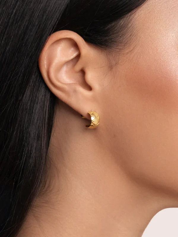 Hot SINGULARU Pendientes Tweed Acero Baño Oro