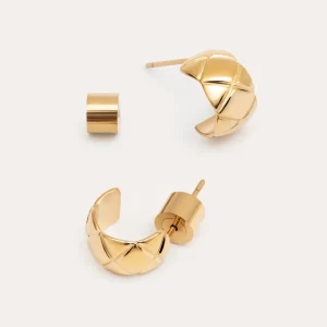 Hot SINGULARU Pendientes Tweed Acero Baño Oro