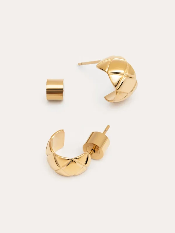 Hot SINGULARU Pendientes Tweed Acero Baño Oro