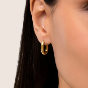 Best SINGULARU Pendientes Twisted Link Acero Baño Oro