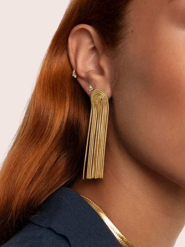 Fashion SINGULARU Pendientes Waterfall Acero Baño Oro