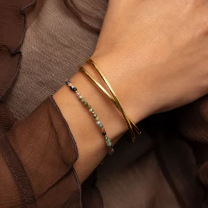 Discount SINGULARU Pulsera Altea Dots Tourmaline Syra Acero Baño Oro