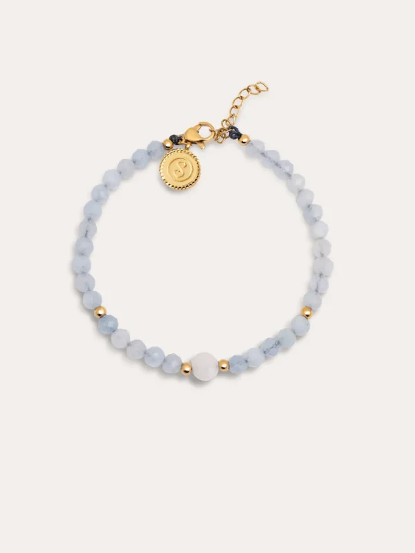 Hot SINGULARU Pulsera Amulet Aquamarine Acero Baño Oro