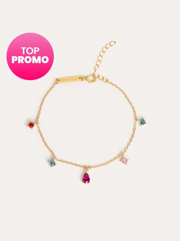 Outlet SINGULARU Pulsera Cascade Colors Plata Baño Oro