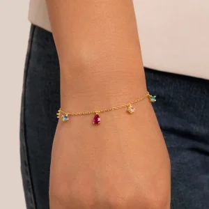Outlet SINGULARU Pulsera Cascade Colors Plata Baño Oro