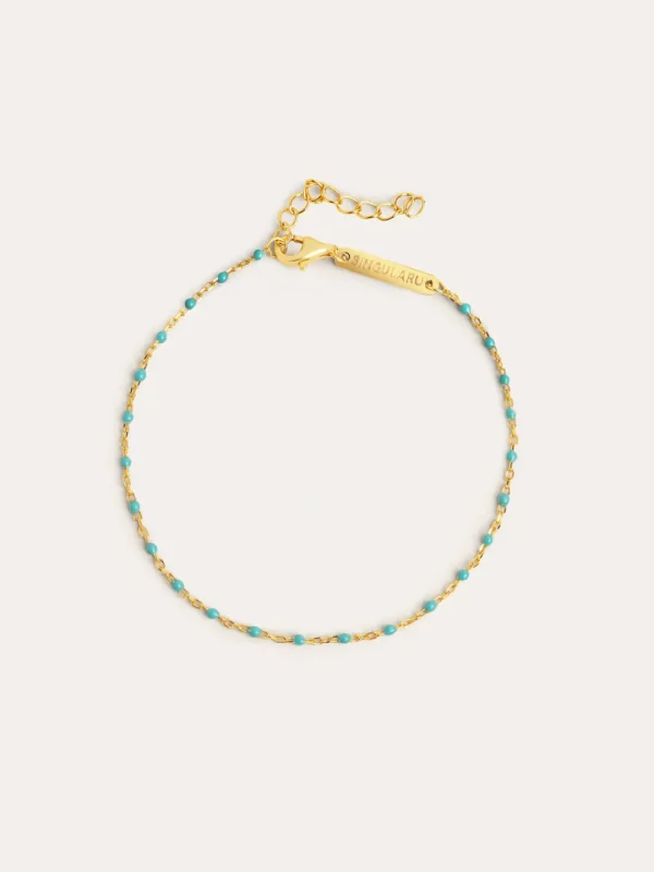 Best SINGULARU Pulsera Dots Turquoise Enamel Plata Baño Oro