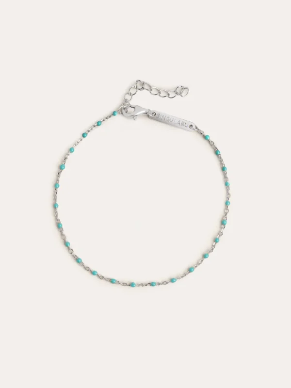 Discount SINGULARU Pulsera Dots Turquoise Enamel Plata