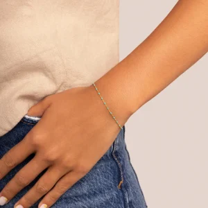 Best SINGULARU Pulsera Dots Turquoise Enamel Plata Baño Oro