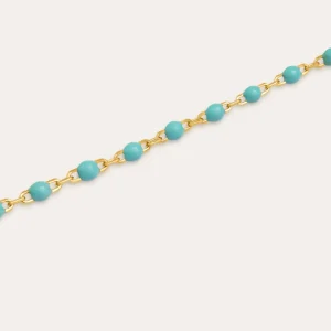 Best SINGULARU Pulsera Dots Turquoise Enamel Plata Baño Oro