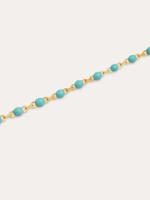 Best SINGULARU Pulsera Dots Turquoise Enamel Plata Baño Oro