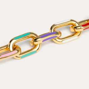 Outlet SINGULARU Pulsera Link Rainbow Enamel Baño Oro