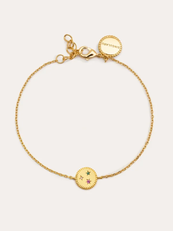 Fashion SINGULARU Pulsera Medallion Spark Color Baño Oro