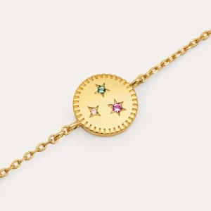 Fashion SINGULARU Pulsera Medallion Spark Color Baño Oro
