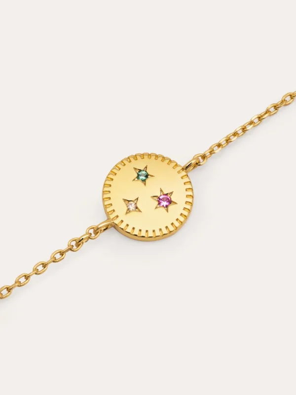 Fashion SINGULARU Pulsera Medallion Spark Color Baño Oro