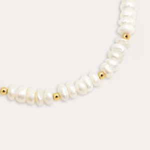 Outlet SINGULARU Pulsera Pearls Dots Acero Baño Oro