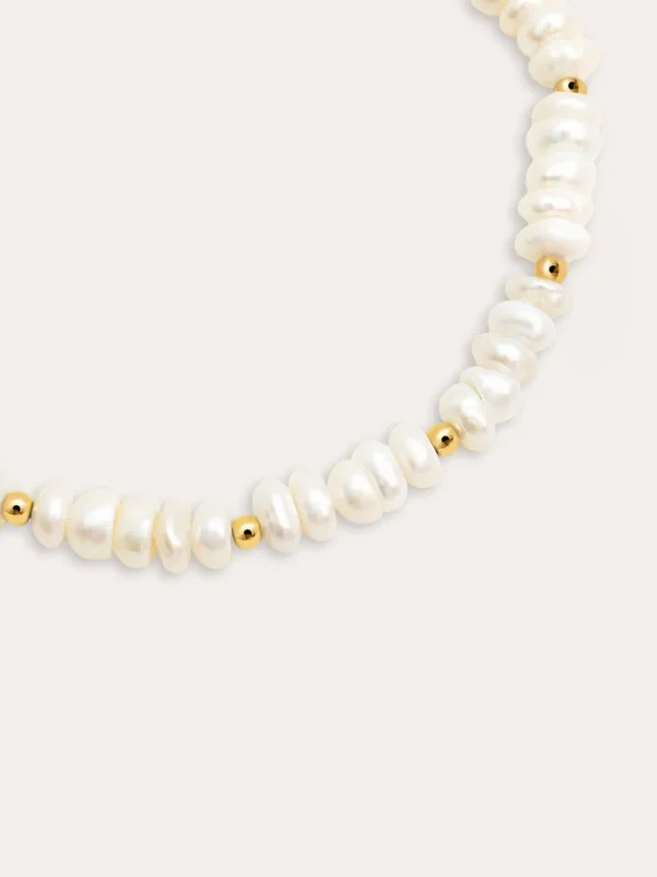 Outlet SINGULARU Pulsera Pearls Dots Acero Baño Oro