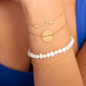 Online SINGULARU Pulsera Personalizada Moon Plata Baño Oro