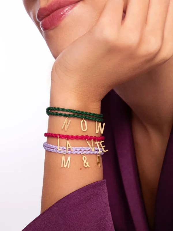 Best SINGULARU Pulsera Personalizada Pine Letters Plata Baño Oro